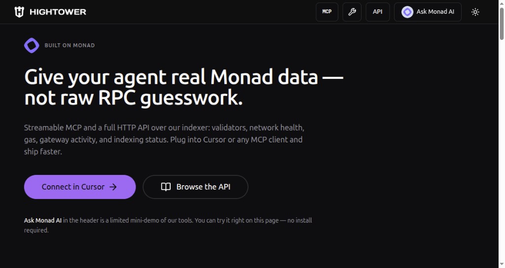 Monad MCP by Hightower — AI tools & indexer API